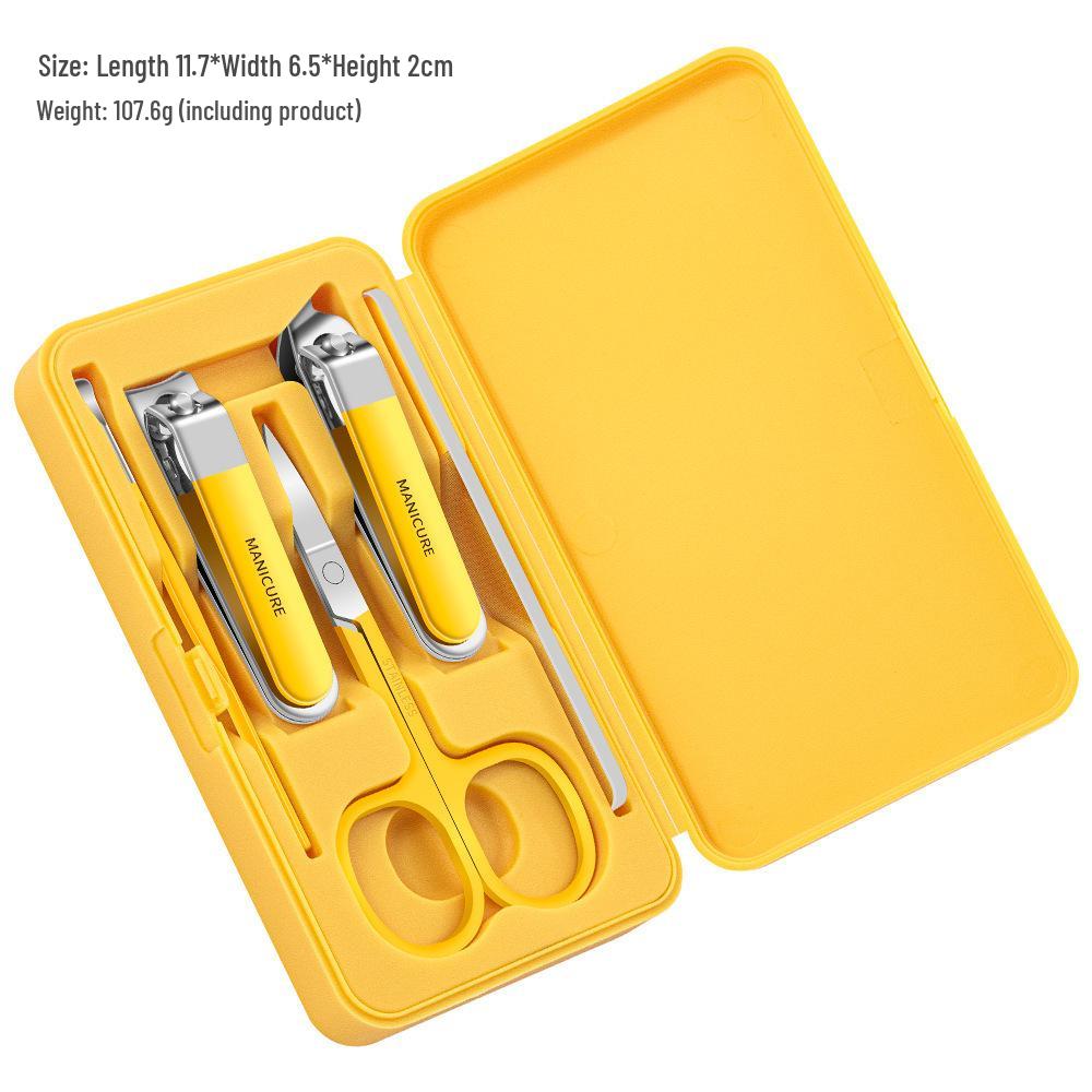 Stainless Steel Nail Clippers Set: Portable Mani-Pedi Tools with Ear Pick, Pedicure Knife, Oblique Clippers, and Dead Skin Scissors.
