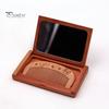 Mini Comb Mirror Set Compact Wood Pocket Mirror with Comb Portable Makeup Hairstyling Vanity Mirror with Wooden Comb