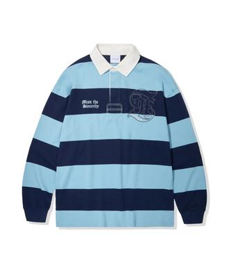 1993STUDIO Applique Collar Rugby T-Shirt_Sky Blue