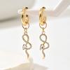 Fashion Gold Color Snake Shape Pendant Earrings For Women Exquisite Crystal Long Twisted Dangle Earrings Jewelry Gift