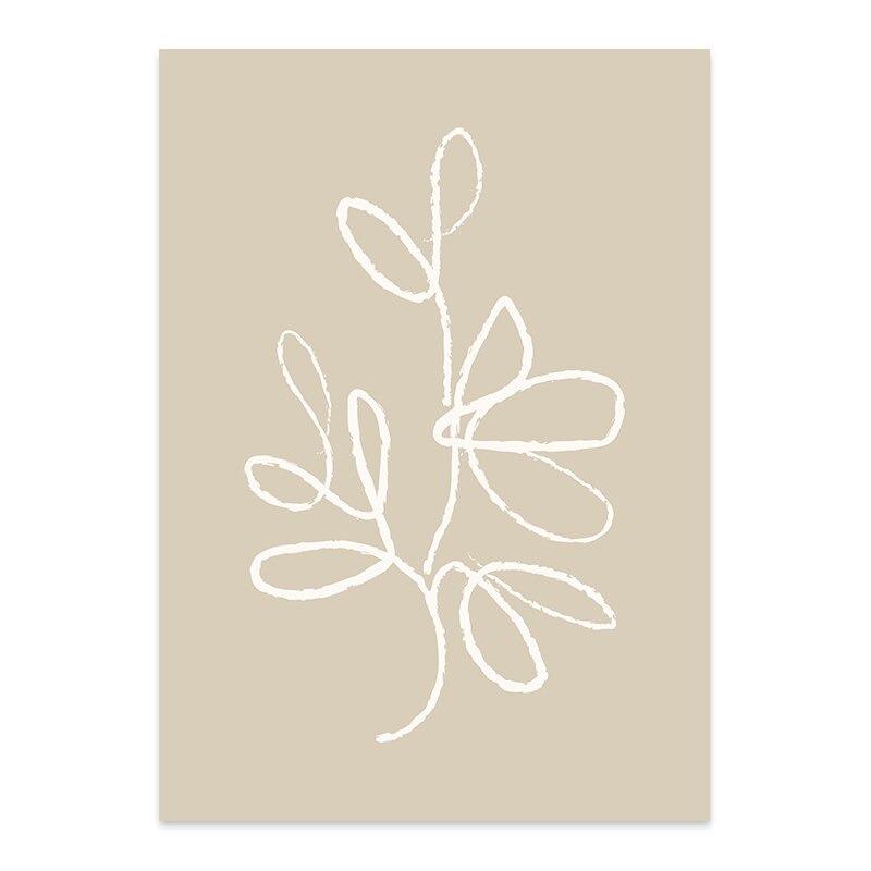 Boho Abstrakt Matisse Beige Weiß Linie Wandkunst Poster Minimalistische Leinwandgemälde Druck Bild für Wohnzimmer Interieur Zuhause