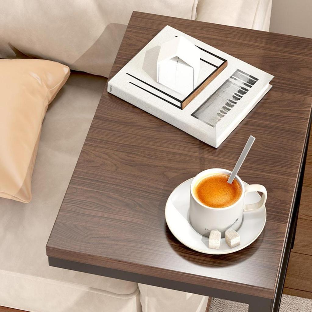 End Table Furniture Practical C Shaped TV Tray for Bedside Small Space Proch Brown