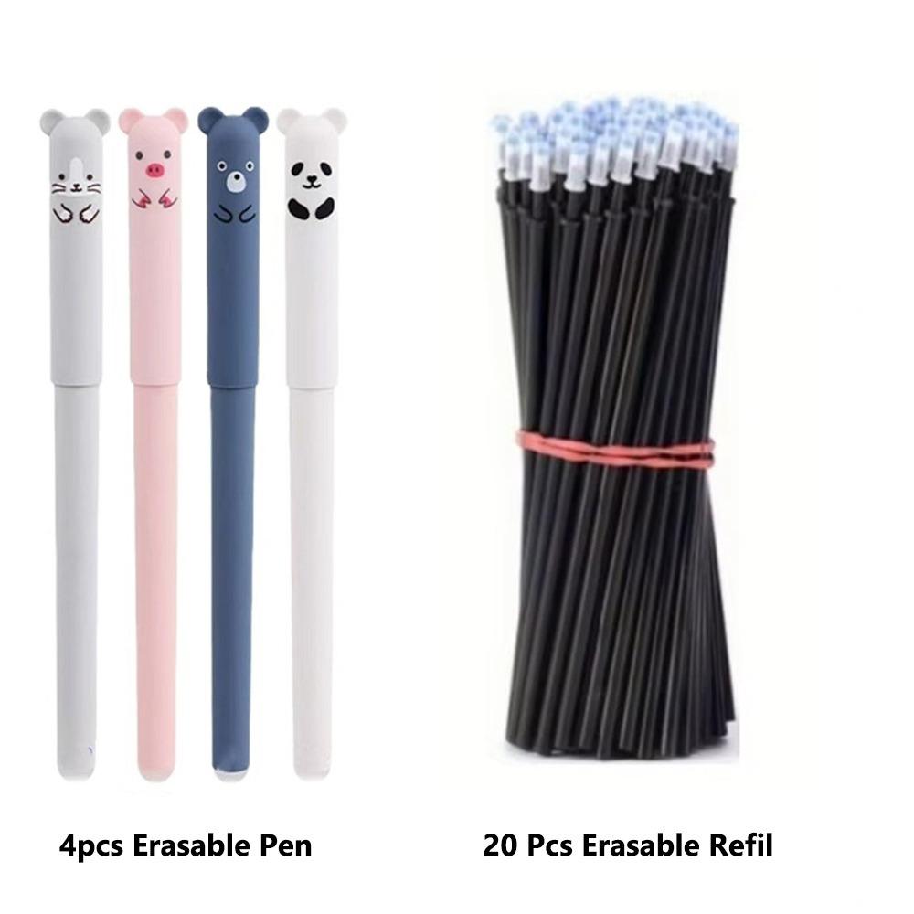 24PCS/Set 0.5mm Erasable Pen Black/Blue Ink Sign Pen Cartoon Ballpoint Pen  Students