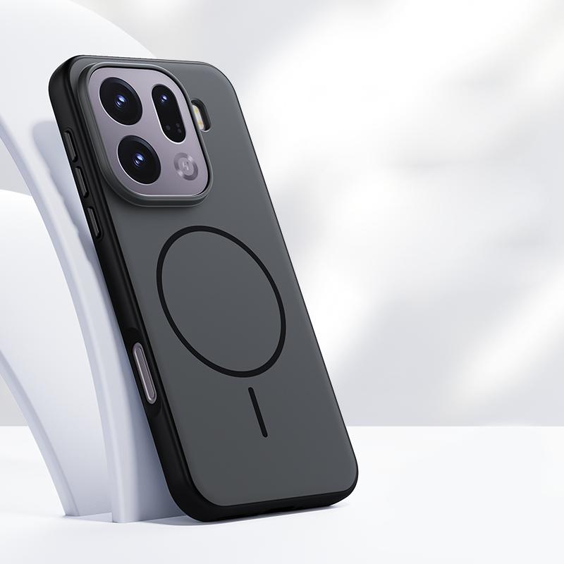 

Магнітний чохол для телефону OPPO Find X9/X9 pro, двоколірний, матовий, ПК + ТПУ, зі шкіряним відчуттям, металева кнопка, задня кришка OPPO Find X9 чорний