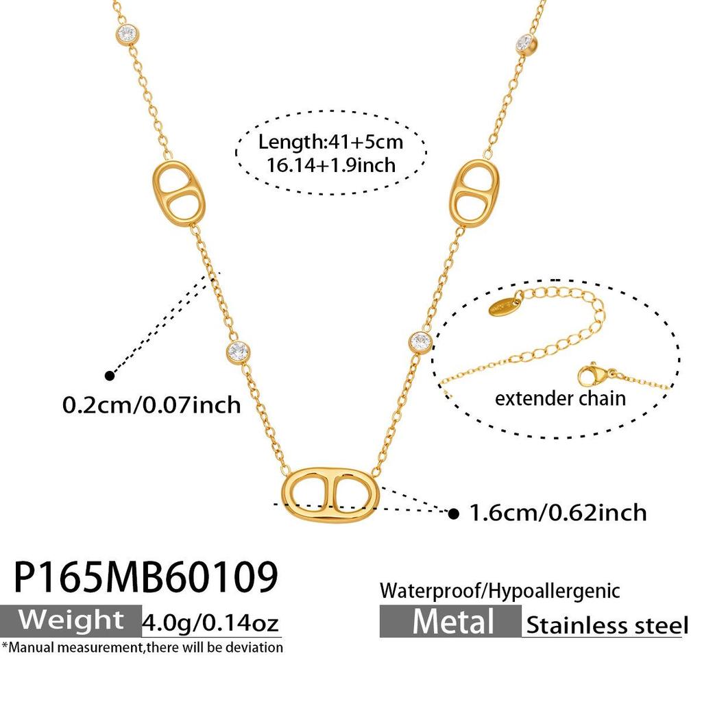 18K Gold Plated Stainless Steel Double Layer Heart Pendant Necklace