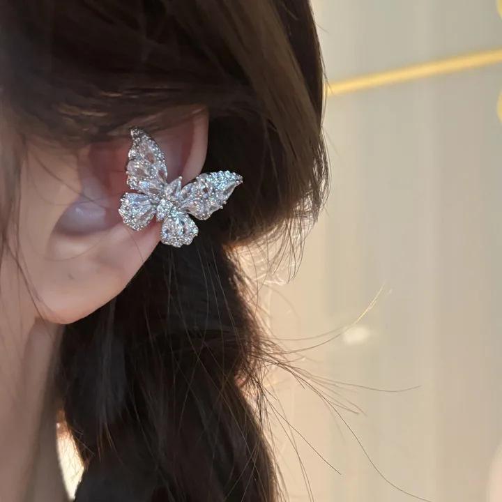 Exquisite Zircon Butterfly Ear Clip - Elegant, No Piercing, High-End Feel Jewelry for Women