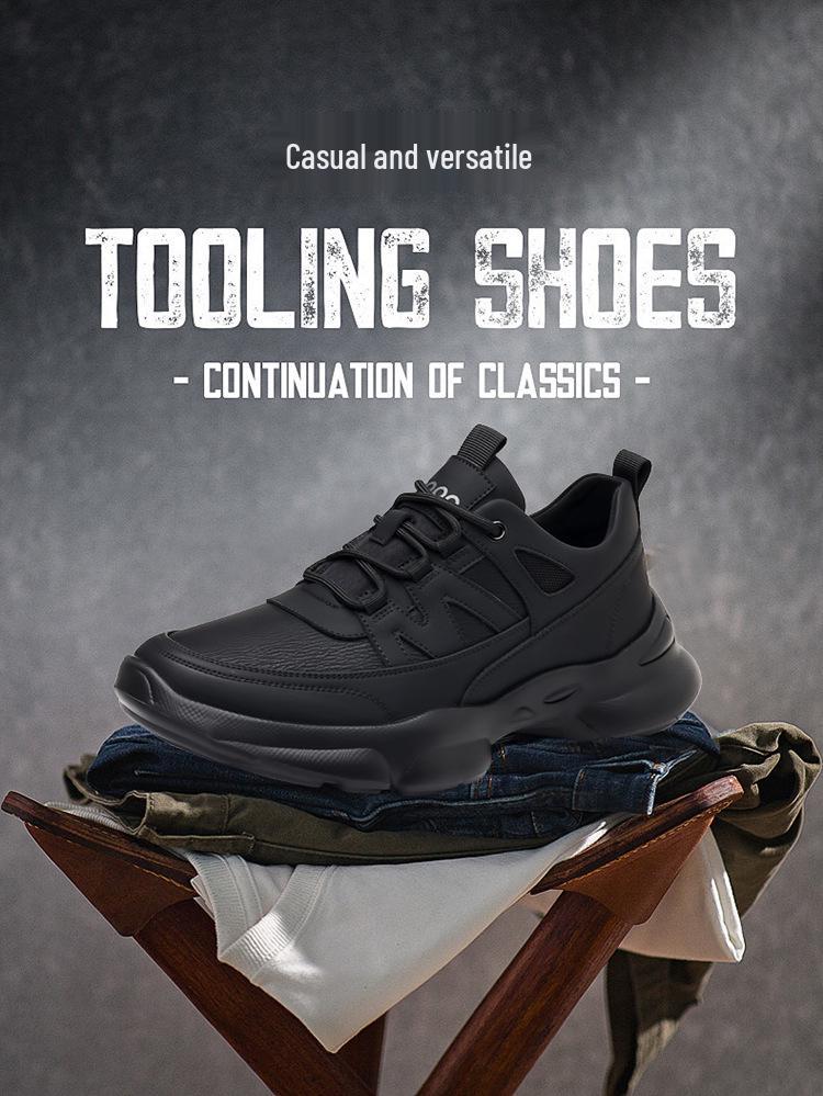 2025 Autumn Sports Casual Mesh Shoes: Breathable Black Leather for Men & Women