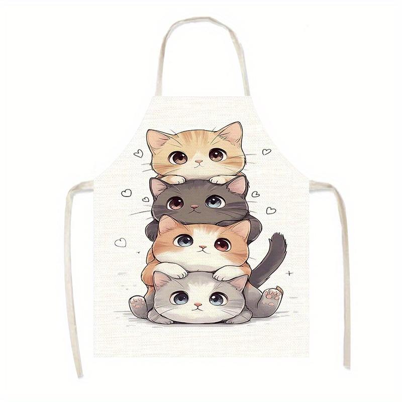 

Cute Cartoon Cat Print Apron, Kawaii Animal Design, Kitchen Cooking Bib, Multiple Sizes Available, Perfect for Baking & Home Use 38X47cm(15X19in)