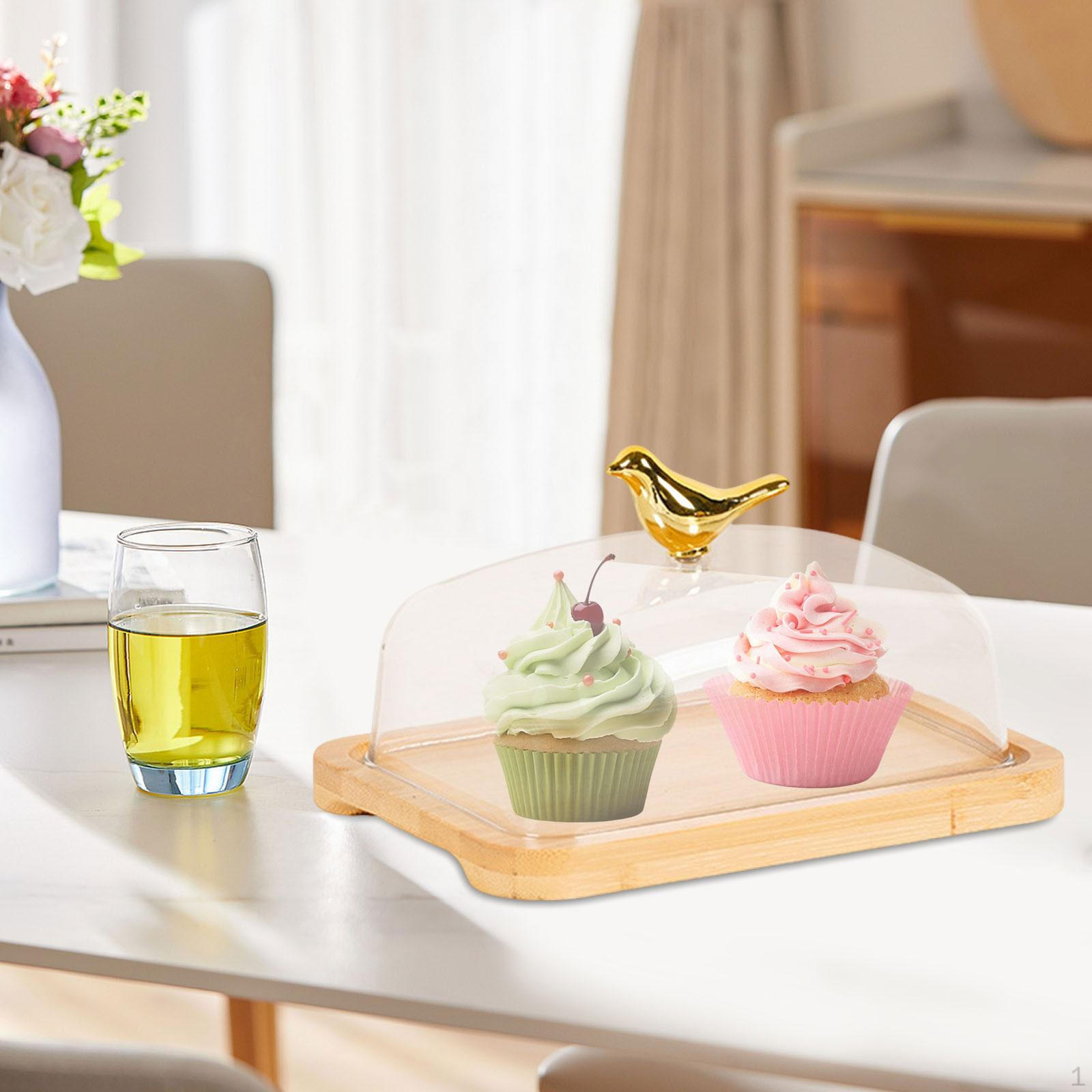 

Деревянная подставка для торта, держатель, масленка с куполом, контейнер, десертная тарелка для кухни, отеля светло-коричневого