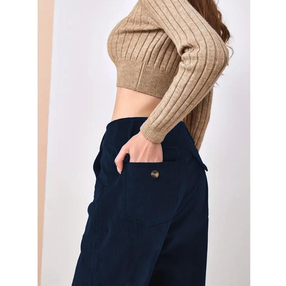 Slouchy High-waisted Casual Straight Pants for Women