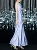 High-End Acetate Glossy Swing Collar Dress: Summer Socialite Style with Pleated Waist-Cinching and Luxe Texture.