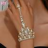 HY  Women's Gold Plated Multi-Layer Rhinestone Finger for Bracelet Shiny Diamond Accent for Latin Dance Ballroom Belly Dance