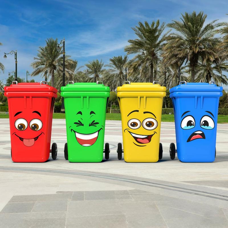 4 Pezzi Adesivi Divertenti per Pattumiera Impermeabili Decalcomanie Cartoon Autoadesive per Decorazione Pattumiera Cucina Ufficio