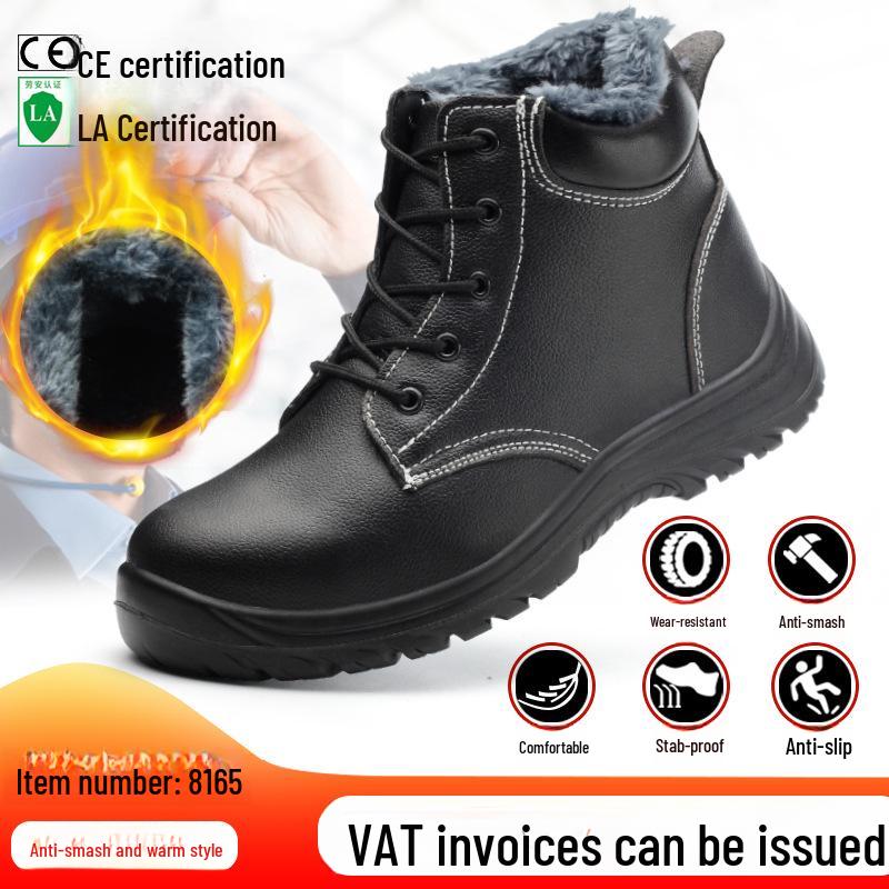 Durable High-Top Safety Shoes: Puncture-Resistant, Anti-Smash, Steel-Toe, Wear-Resistant Winter Protection