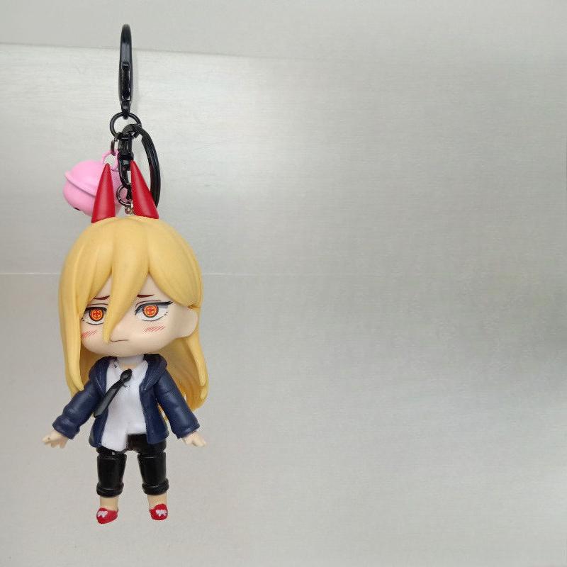 Anime Chainsaw Man PVC Actiefiguur Sleutelhanger Power Bloeddemon Pochita Cosplay Accessoire white