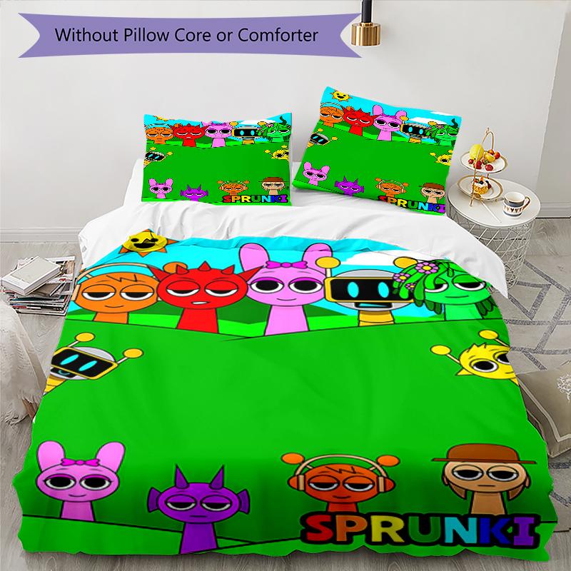 3pcs SPRUNKI8 Design Cover Set - HD Printed Bedding with 1 Cover and 2 Pillowcases - Perfect for Home and Dorm Decor
