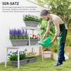 Set of 5 Flower Pots, Plastic Planters for Patio, Garden, Balcony, 59 X 21 X 16 Cm, Grey