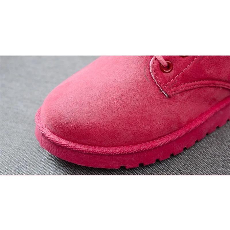 2025 Women Winter Snow Boots Warm Flat Plus Size Platform Lace Up Ladies Women's Shoes New Flock Fur Suede Ankle Boots 35-43