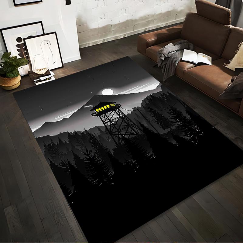 

Mountain Forest Nightscape Carpet with Watchtower in Moonlight Design Suitable for use as an anti-slip for living room bedroom sofas 40x60cm( 15x23in )