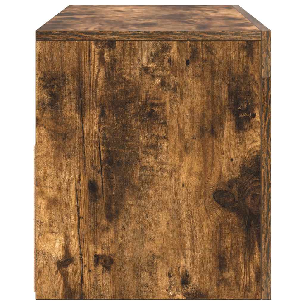 TV Stand with LED Lights Smoked Oak Finish 90 x 35 x 40 cm