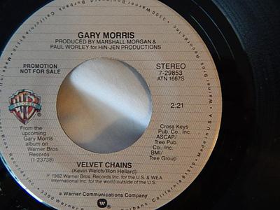 7inch Record GARY MORRIS - Velvet Chains 729853 Warner Bros. Re 1982 US Folk Used