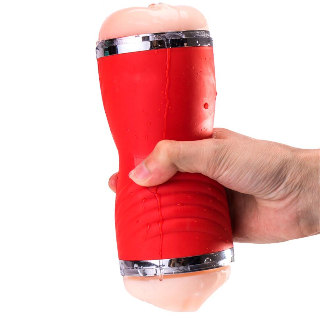 Belt Double Hole Pussy Male Masturbator Oral Vaginal Vibrator Sex Cup Real Sex Toy