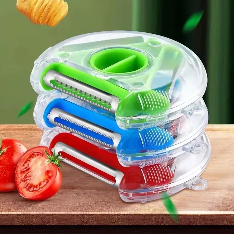 3 in 1 Magic Peeler, Vegetable Shredder with Multiple Blades, Kitchen Tools for Peeling, Shredding and Slicing Fruits.