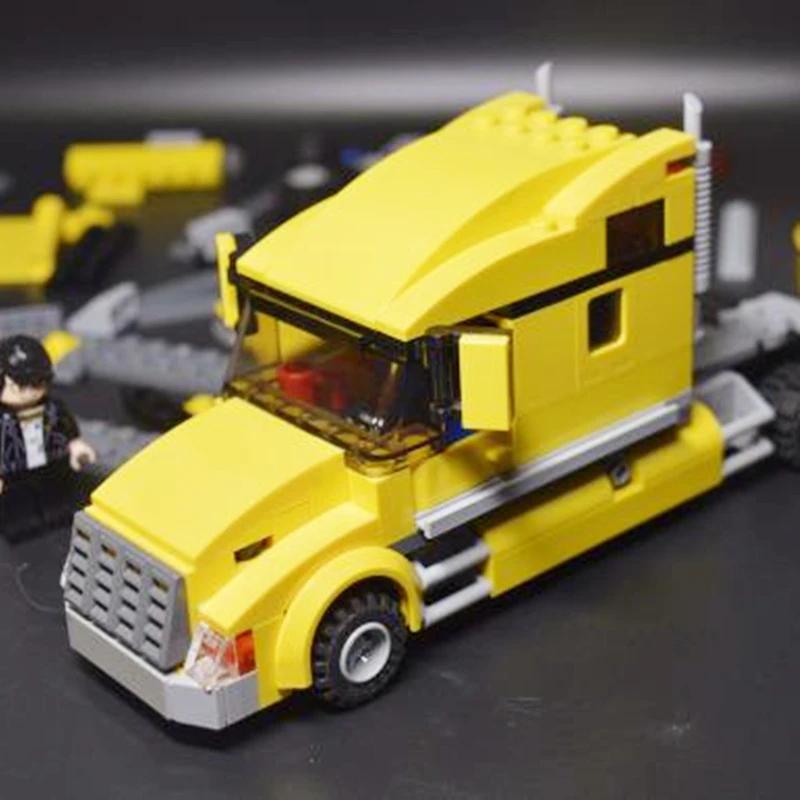City Series Transporter Yellow Big Truck Vehicle  Model Building Blocks Bricks Children's Puzzle Technical Toys for Kids Gifts