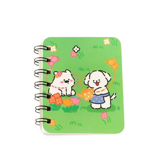 Cute Cartoon Dog Side-Flip Mini Notebook: Portable Pocket Diary for Students & Office