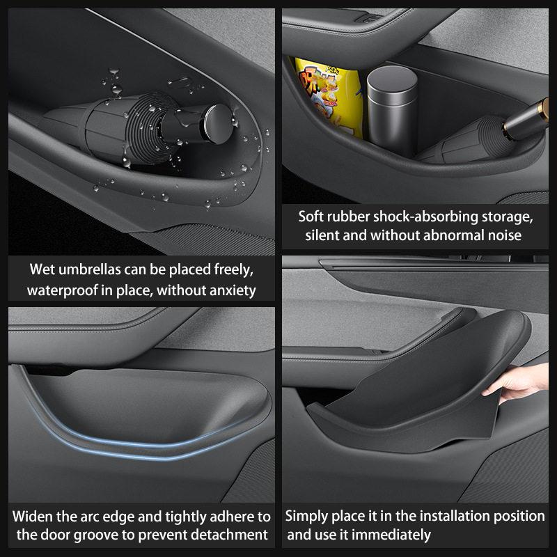 For Tesla Model YL Launch 2026 TPE Door Side Storage Box Front Rear Door Slot Organizer Tray Protector Model YL Door Storage Box