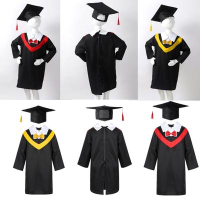 Children Preschool Kindergarten Graduation Gown + Tassel Cap Set Kids Girls Boys Unisex Graduation Party Costume
