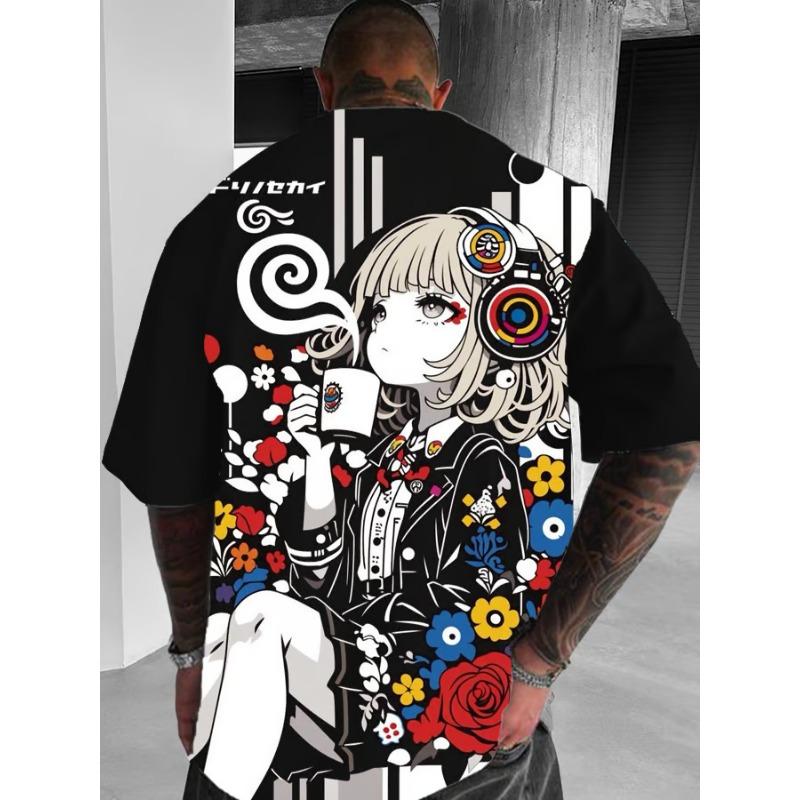 Cartoon sexy girl pattern men's T-shirt 3D printed oversized T-shirt