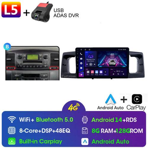2Din Android14 For Toyota Corolla E120 E130 2000-2004 Car Radio Multimedia Video Player GPS Navigation Carplay Stereo Autoradio