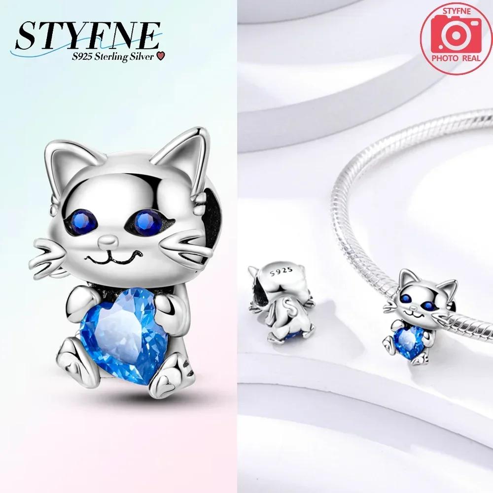 Original Hatched Snake White Rabbit Blue Zircon Heart Catcopper Animal Pendant Charm Bead Fit Bracelet Women Gift Accessory