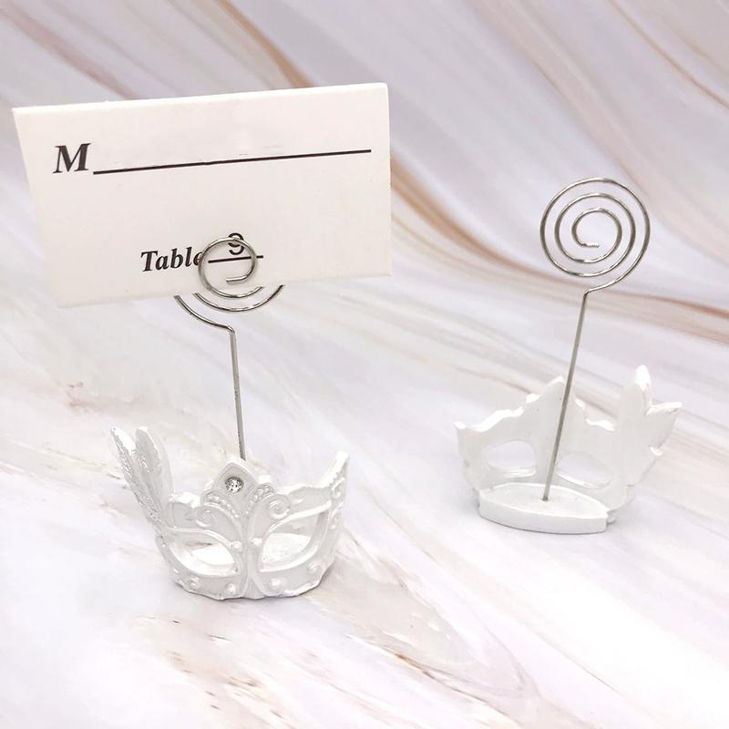 WTEMPO Creative White Mask Card Holders Tea Time Party Card Holders Home Message Memo Holders DIY Photo Holders Table Decor Seat Number Holders Kit