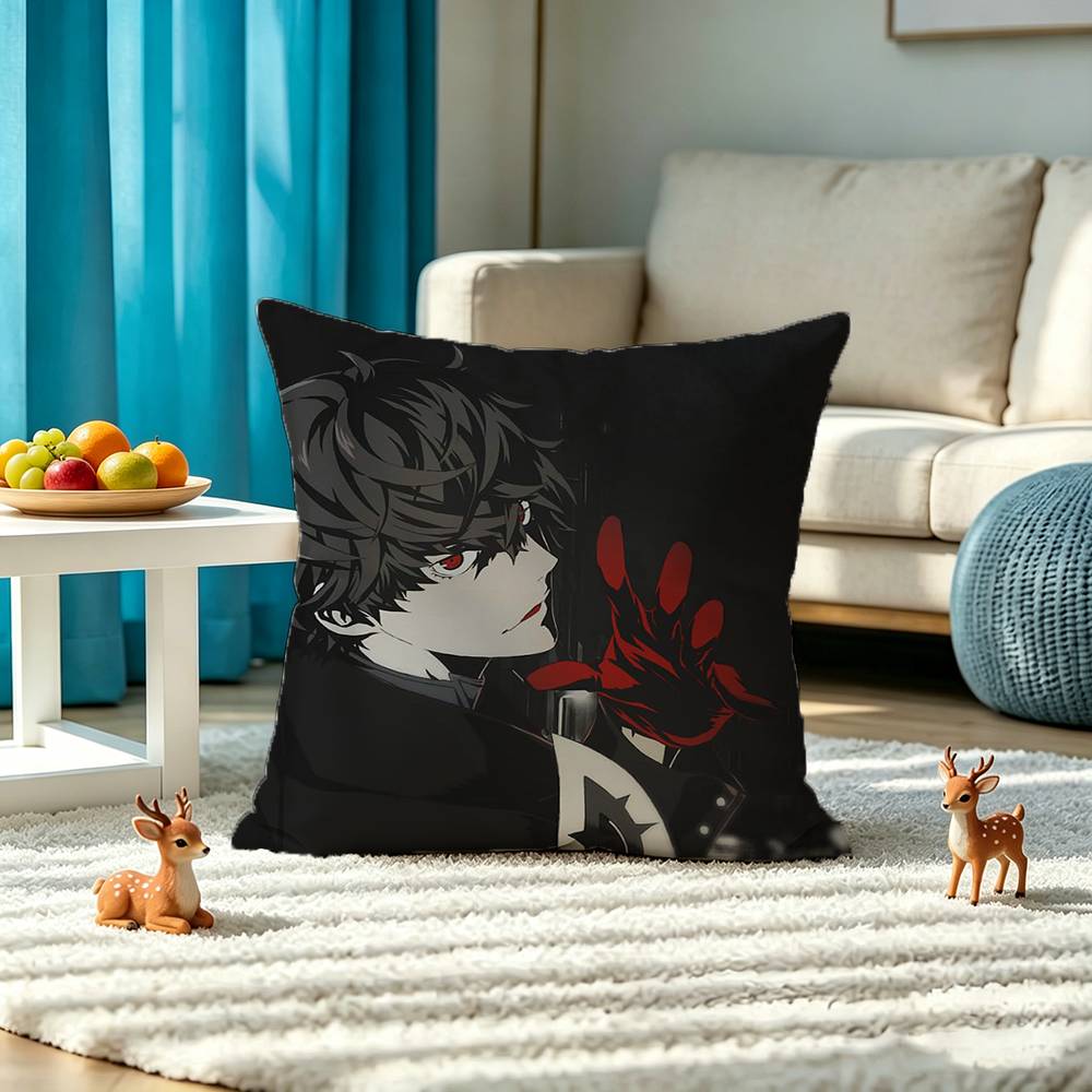 Classic Anime P-Persona 5 Square Double-Sided printed Pillow Case Bedroom Bedside Pillow Sofa Cushion Cover