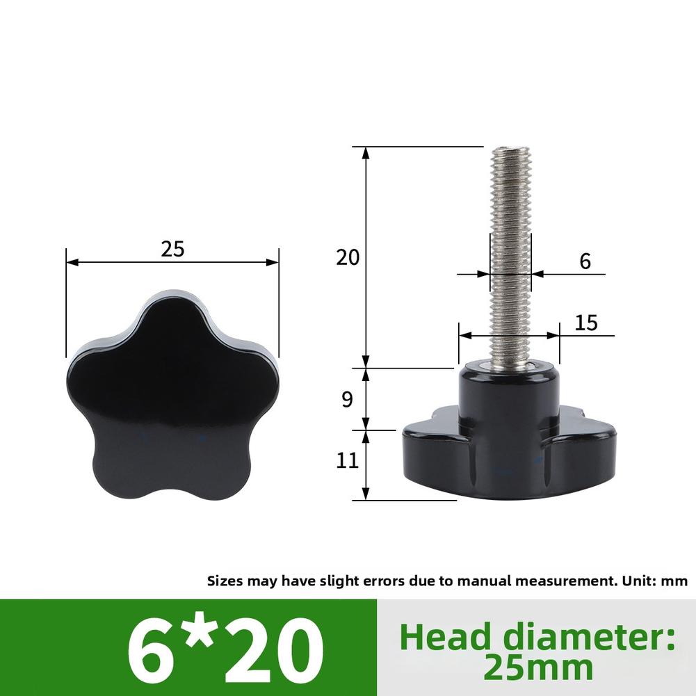 1 Pcs For Five Star Head Thumb Screw For M6 Hand Handle Thread Screws Clamping Knob Hand Knob Screws Bolt