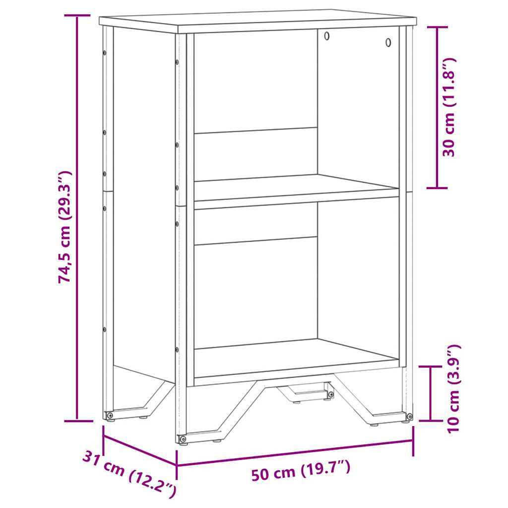 Bookshelf Smoked Oak 50 X 31 X 74.5 Cm Engineered Wood