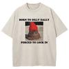 Tricou de bumbac Născut să lenevească Forțat să se concentreze Tricouri amuzante cu meme cu pisici Bărbați femei Tricou Oversize Spălare minerală Topuri