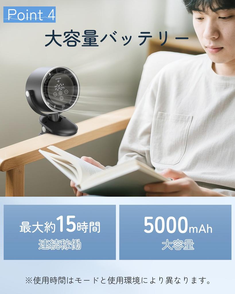 InvaXe USB Fan in Tabletop Clip Wall Mounted USB 100 Levels of Airflow Car Camping Quick Mini Heat Stroke Japanese Instruction Manual PSE Certified