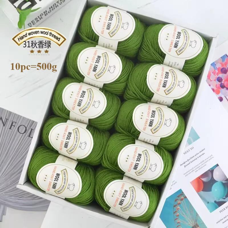 10pc=500g 3mm Medium Coarse Wool Thread Hand Crochet DIY Craft Sweater Hat Doll Bag Needle  Thread Soft Warm Skin Friendly