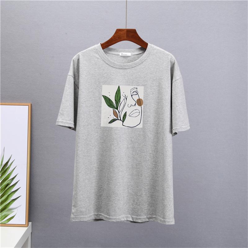 Shellsuning Oversized Aesthetic Printing T-shirts for Women Summer New 100% Cotton Casual Retro Basic Tees Female Korean Harajuku Tops