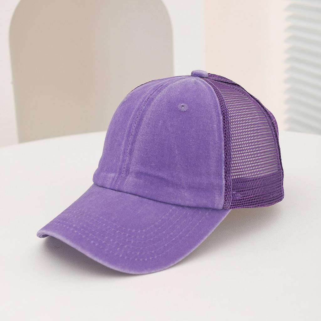Casual Water-washed Mesh Baseball Cap, Adjustable Curved Brim Baseball Cap, Summer Sweat-absorbing and Breathable Sun Hat