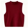 Women's Slim-Fit Sleeveless Knit Vest with Half-High Collar