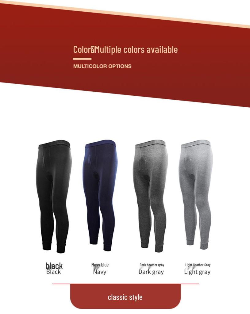 2025 Autumn/Winter Men's Cotton Antibacterial Base Layer Trousers - Mid-Aged Plus Size Warm Pants
