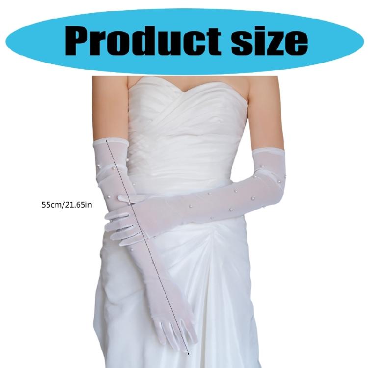 Elegant Gloves Pearls Full Finger for Proms Concert Evening Banquet Accessory Long Gloves for Bride and Bridesmaids