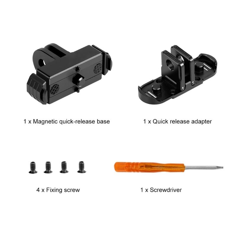 Magnetic Quick Release Mount Adapter For 12 Action Camera Aluminum 1/4In Screw Hole For Tripods Selfies Sticks