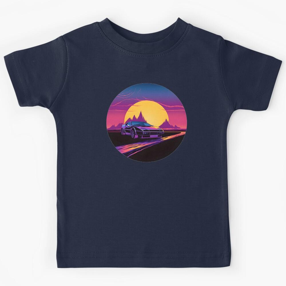 Retrowave Car with Beautiful Sunset Kids T-Shirt 140