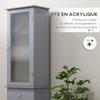 Mobiletto da Bagno con Ripiano a 3 Piani, Cassetto, Ante, Mobile Basso Autoportante Alto Sottile Organizzatore Laterale, Grigio