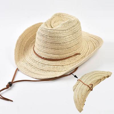 Paper Straw Cowboy Hats for Women Men Summer California Girl Seaside Vacation Curled Brim Sun Hat